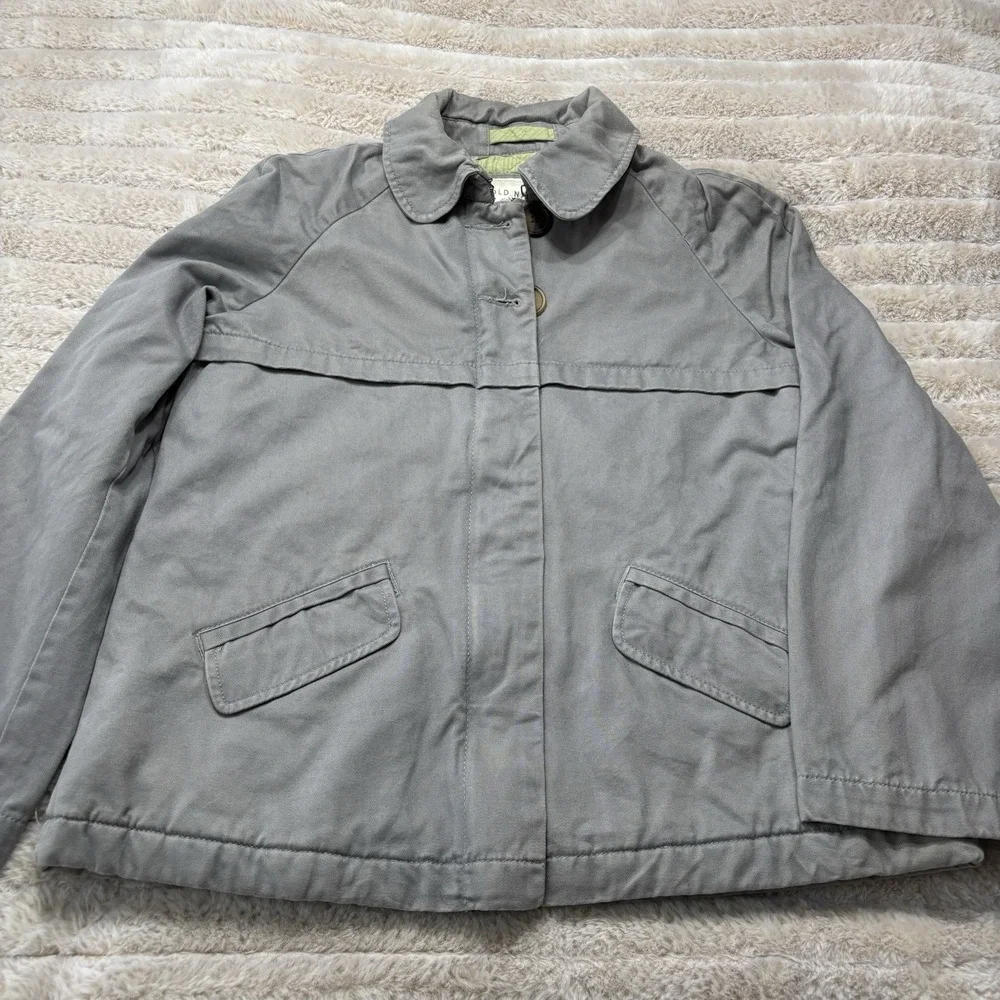 Girls Cotton‎ Canvas Coat With Quilted Lining Old Navy Youth Small Gray
